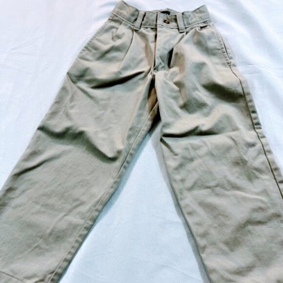 Boys Pleated Tan Kaki Uniform Pants Size 6 Slim - Picture 2 of 3